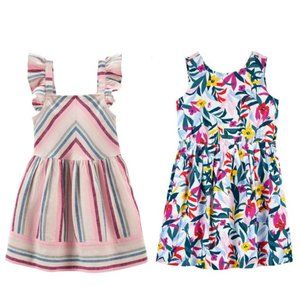 Carter's Striped Linen & Floral Linen Dress Bundle - 3T